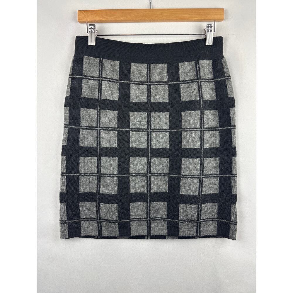 Women’s Willi Smith Small Black & Grey Plaid Pencil Skirt